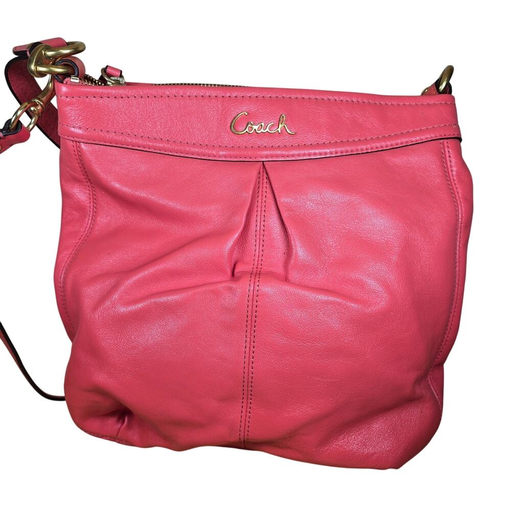 Coach #F21014 Ashley Orange Leather Hobo Bag Detachable Strap msrp $298